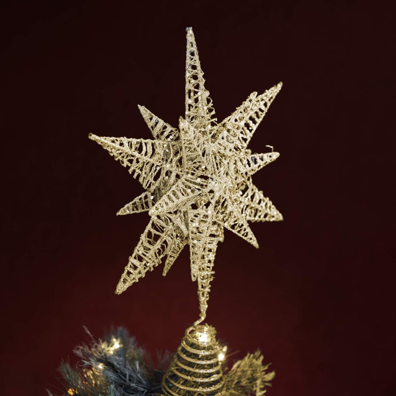 Ornativity Gold Star Tree Topper â€“ Christmas Gold 3D Glitter Star Ornament Treetop Xmas Decor Holiday Decoration for Large Tree Toppers 16" - Image 3